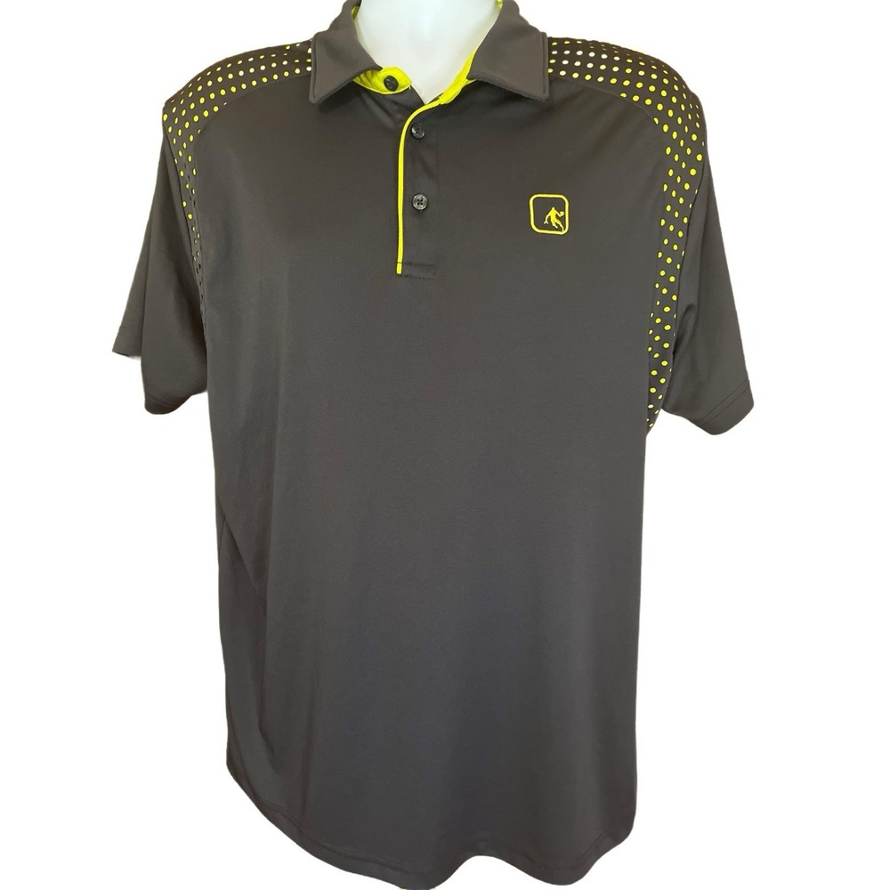 And1 Gray/Neon Yellow Large Men's Short Sleeve Polo Shirt.
